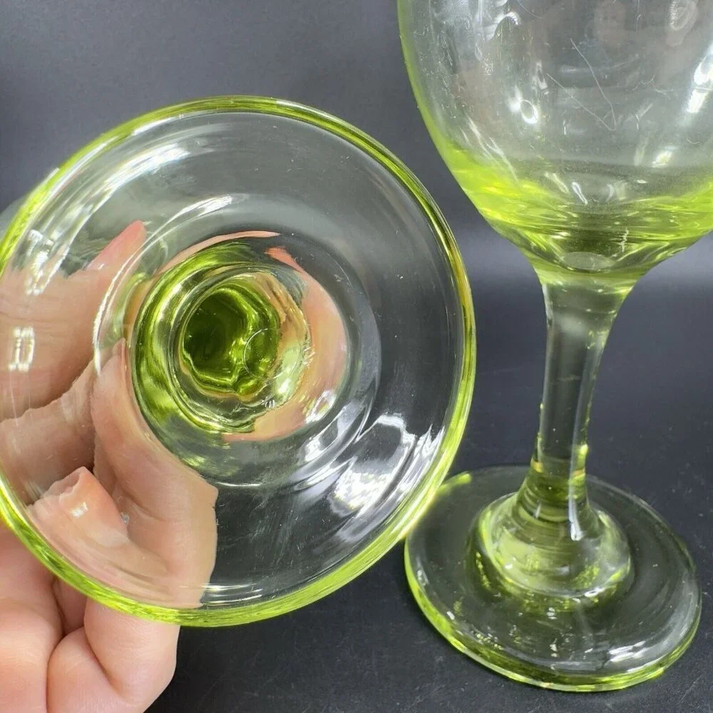 Light Transparent Green Goblet Drinking Glasses Set 2‎ BarWare Glassware Glasses